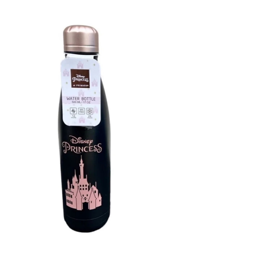 Disney Princess Black & Pink Thermal Water Bottle 17oz – Stainless Steel – NEW! - Picture 2 of 11